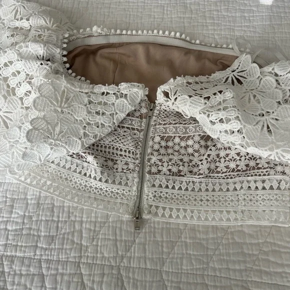 White Ruffle White Lace Skirt Set - Picture 3 of 6